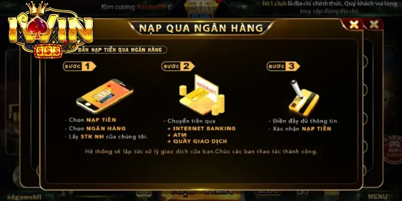 Hướng Dẫn Chi Tiết Nạp Tiền iwin Cho Người Mới 2 Nạp tiền qua chuyển khoản ngân hàng