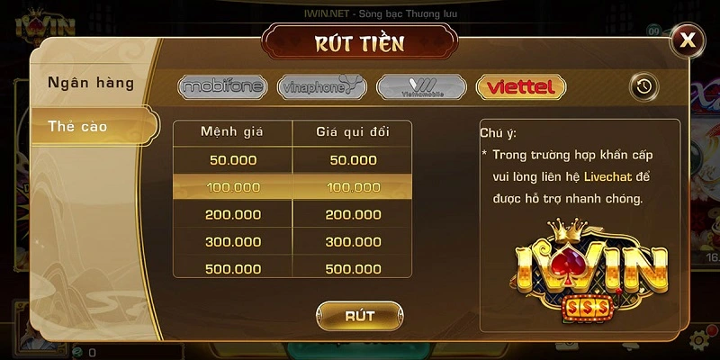 Dễ Dàng Rút Tiền Iwin Chỉ Trong Vài Bước Đơn Giản 2 Các phương thức Rút Tiền iwin