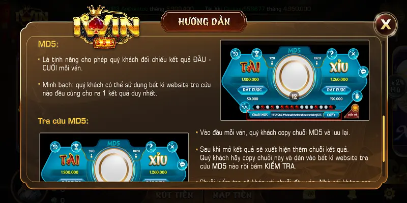 Cách chơi Tài xỉu MD5 tại iwin